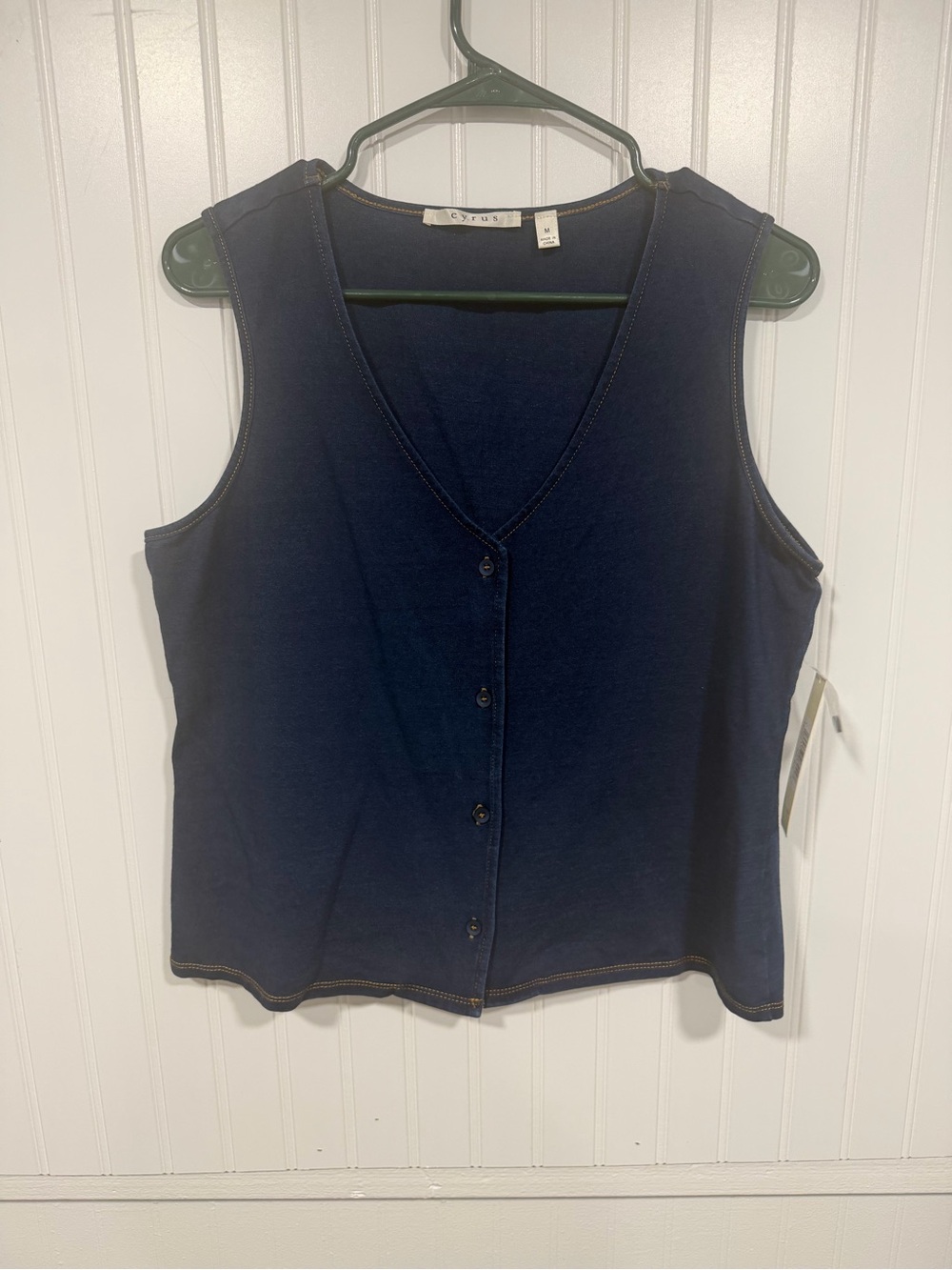 Cyrus Medium Navy Button-Front V-Neck vest